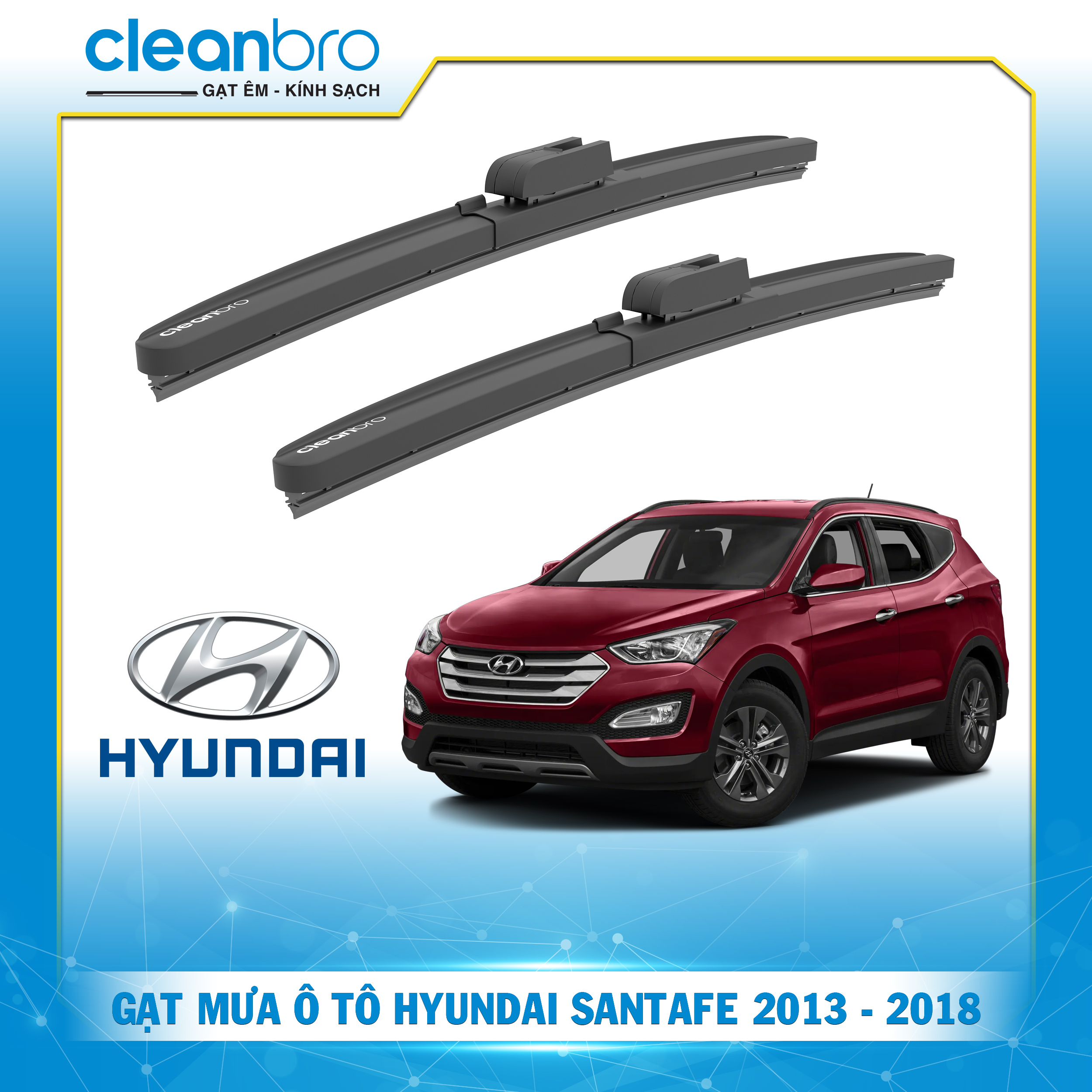 Gạt mưa ô tô hiệu ứng lá sen Hyundai Santafe [2013-2018]
